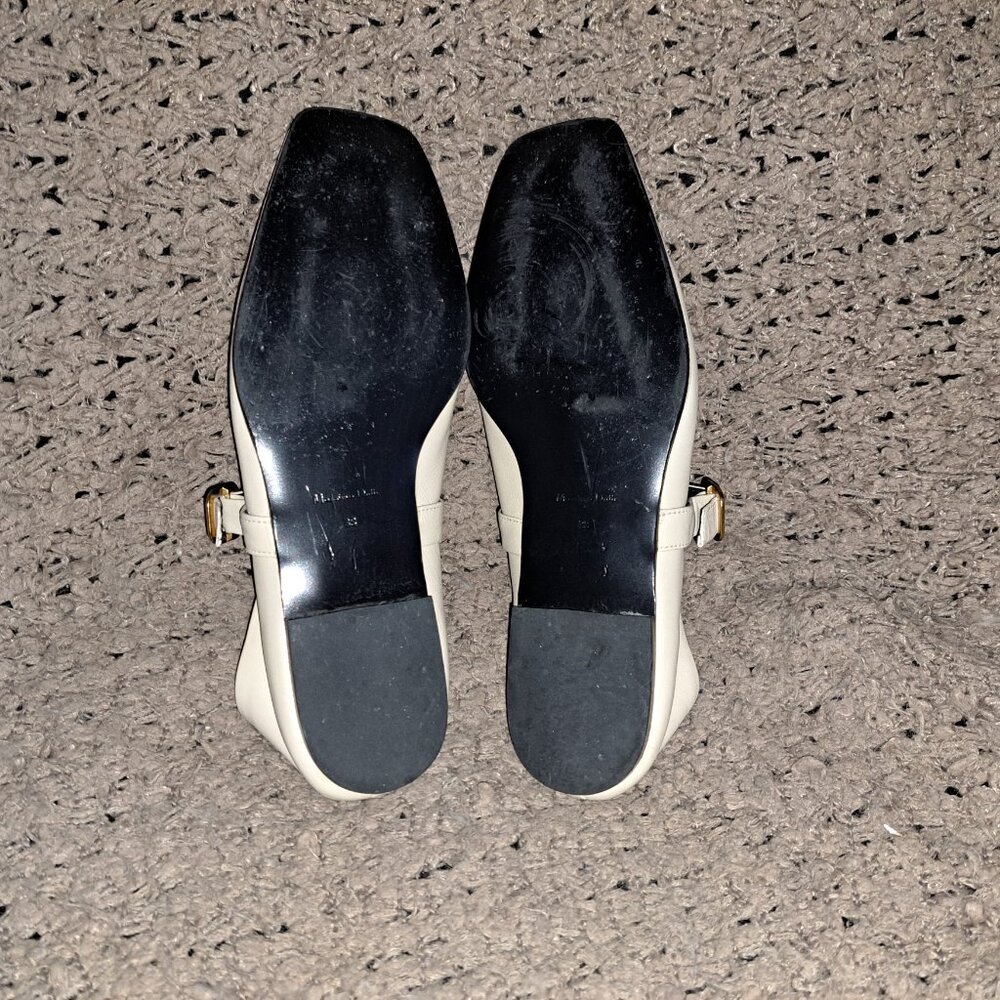 Massimo Dutti Cream Mary Jane Flats with Gold Buckle - Picture 8 of 8